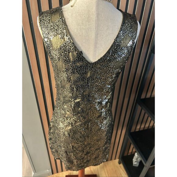 Express NYE sequin gold and black dress size small 1920 style dress short - Picture 4 of 7